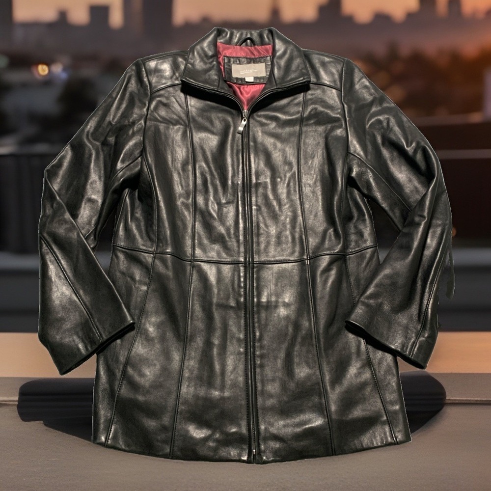 Croft & Barrow Womens Lambskin Leather Jacket Black Zip Full Panel Size M Mint